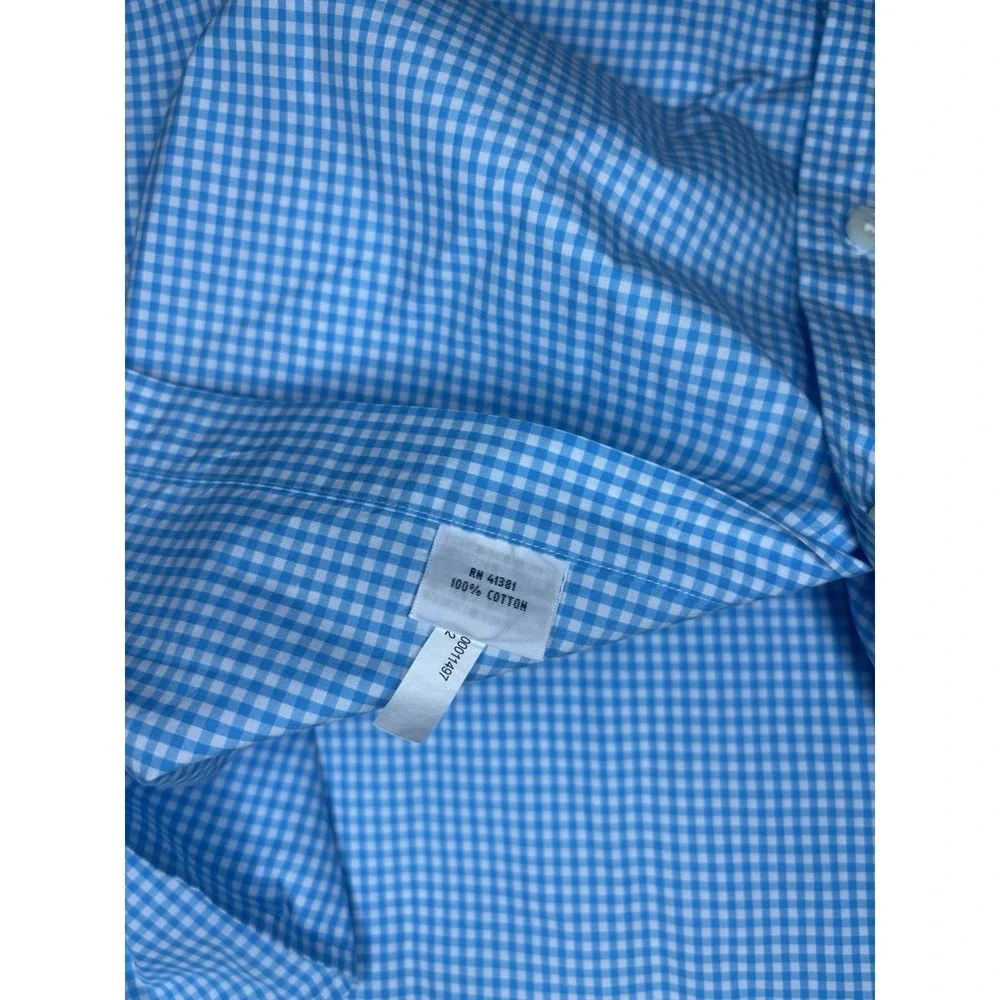 Ralph Lauren 120s Poplin Button Down Shirt Gingham Check Light Blue‎ XXL